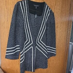 Ming Wang Black and White Cardigan Sweater